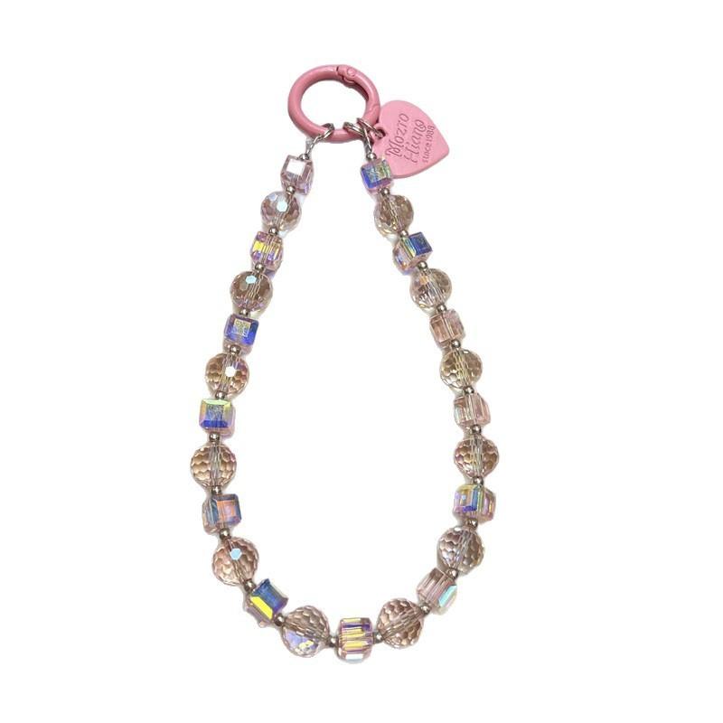 Fashion Heart Pendant Pvc Phone Chain With Crystal Charm For Women And Men