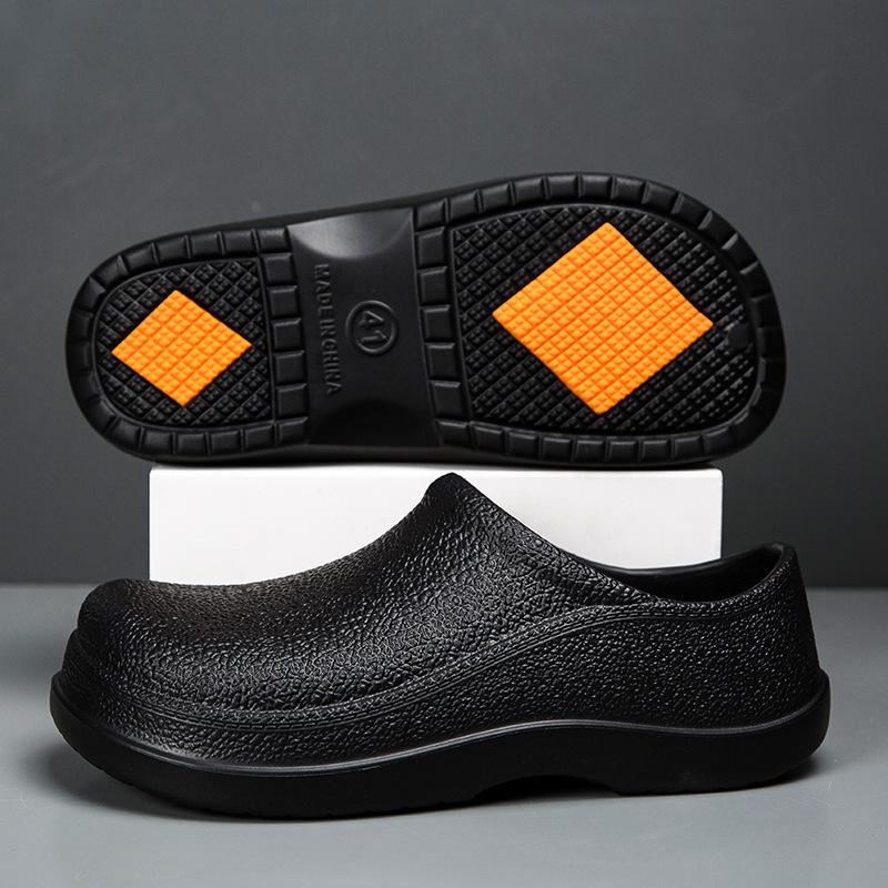 

Foreign trade men s shoes spring kitchen work labor insurance shoes men s one-pedal casual black chef shoes men 40 чёрный
