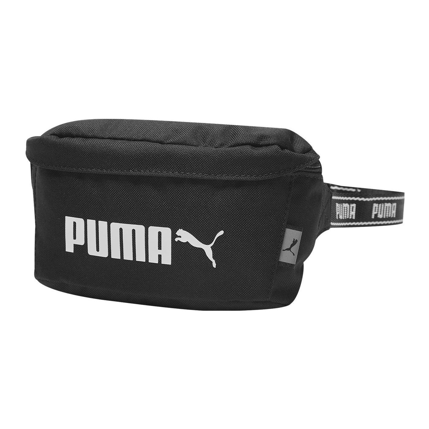 Puma Casual Compact Logo Reflective Decoration Zipper Waist Bag Unisex waist bag Black 078572-01 Black