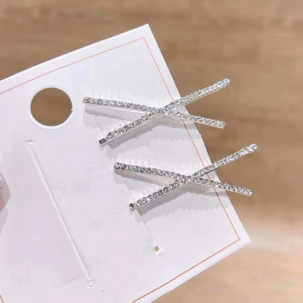 2/3/4PCS X-shaped Hair Clips Shiny Rhinestone Fashionable Small Hair Clips Fringe Decorative Clips ringe Decorative Clips
