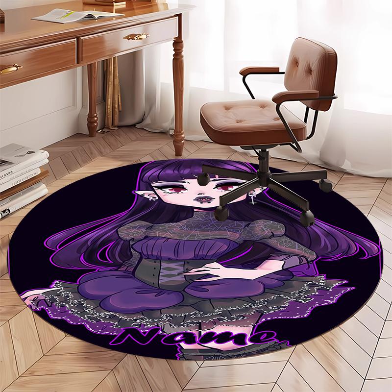 Custom Name Monster High Printed Round Rug Carpet Chair Rug Area Rug Entryway Doormats,for Office Chair Living Room Bedroom Kitchen Room.