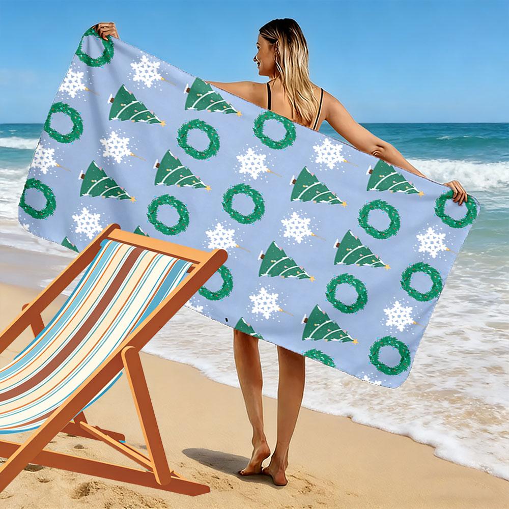 Festive winter wonderland dreams Print beach towel, quick drying, suitable for travel, outdoor sports, jogging, the beach and swimming, gift