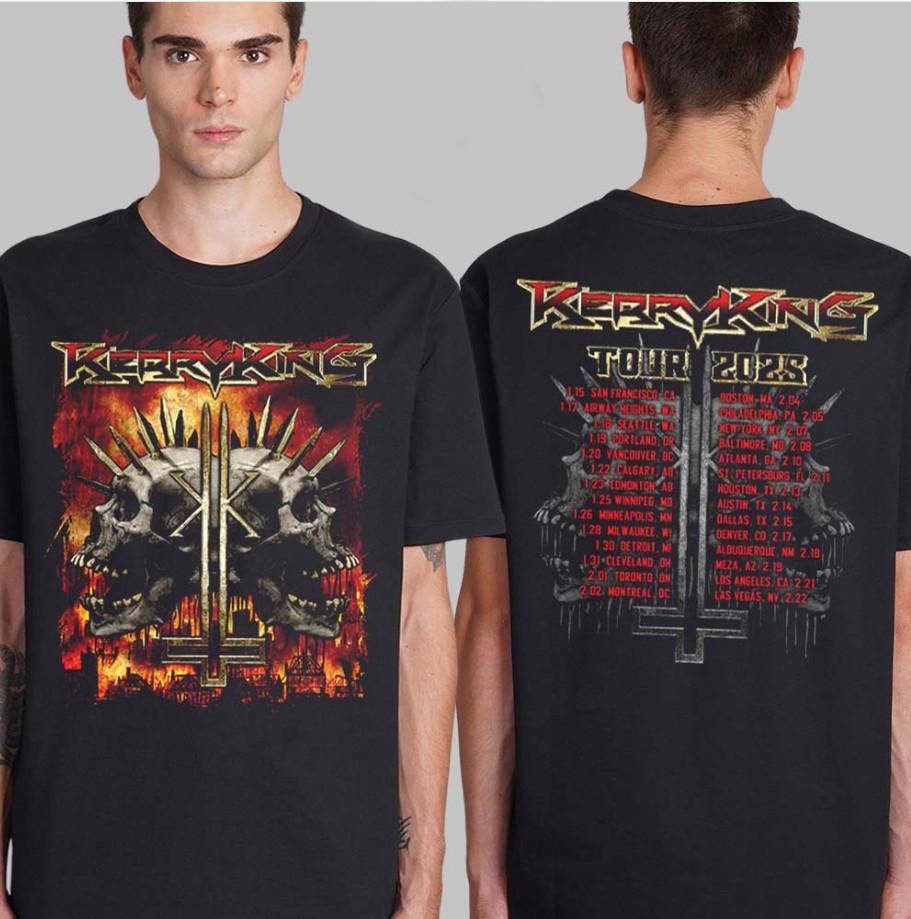

Kerry King North American Tour 2025 Spikey Skull Tshirt size S5XL Unisex T-Shirt S