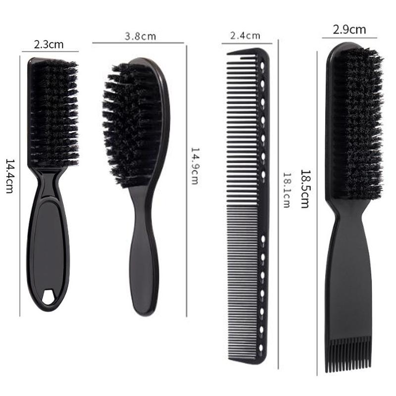 Black Small Beard Styling Brush Professional Shave Beard Brush Barber Vintage Oil Head Shape Carving Cleaning Brush Tools
