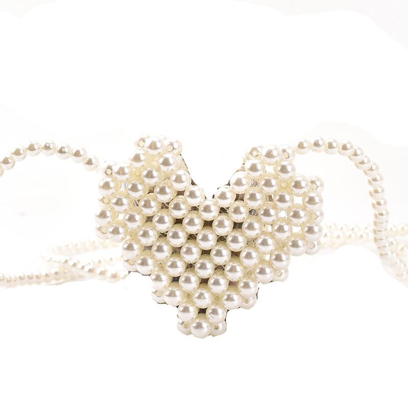 

Мини-сумка для помады лето 2025, стиль «маленькая свежая девушка», модная плетеная сумка через плечо с жемчужной цепочкой в стиле «маленький ароматный ветер»