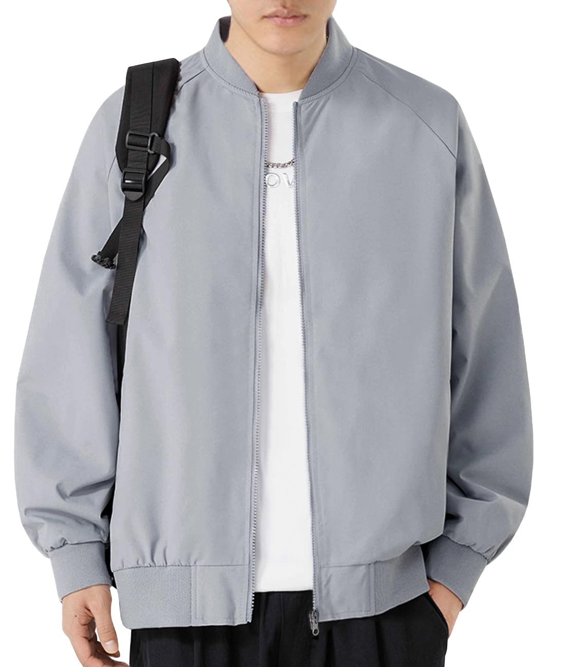 

Autumn Jacket Loose Casual Business Stylish Blouson Large Size [EASTEMPO] Men s MA-1 (2XL, Gray) серый