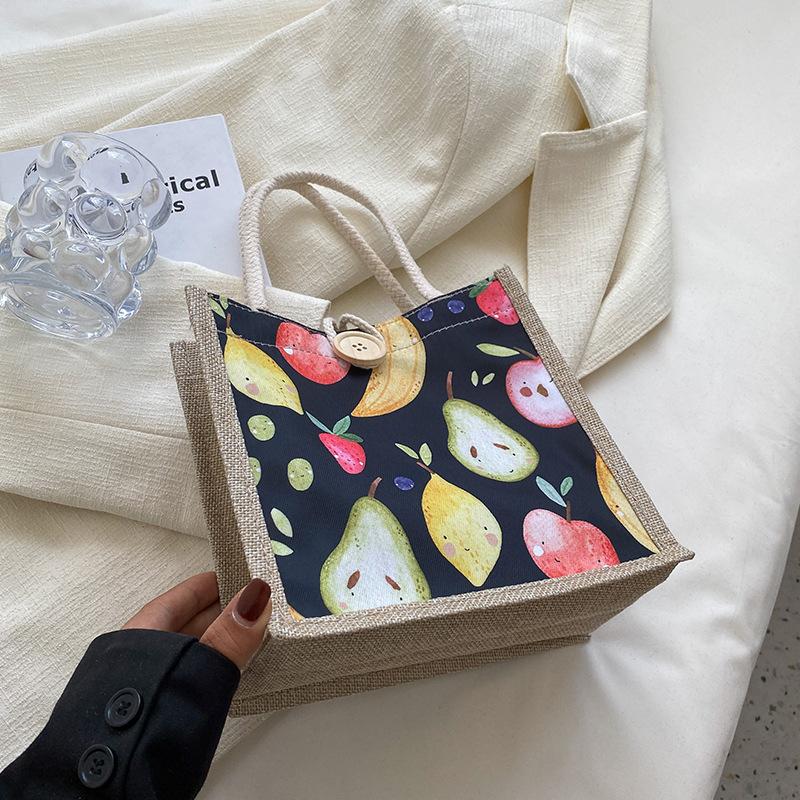 

Мультфильм милый студент ручной ланч-бокс сумка Bento женская новая стильная сумка из мешковины оптовая продажа ручной подарочный пакет