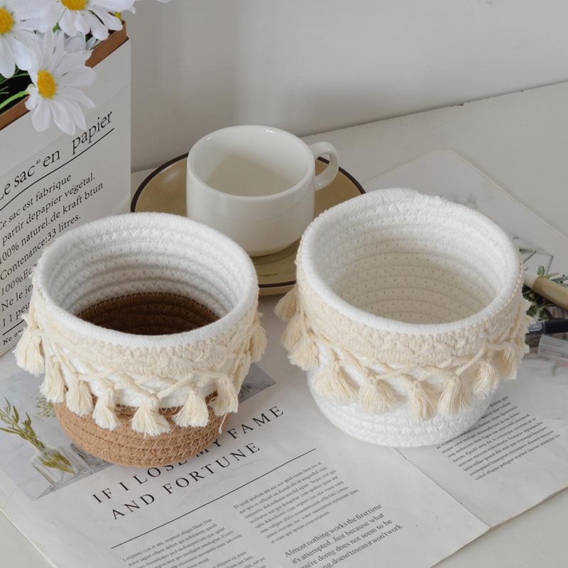 Handwoven Desktop Pen Storage Boxes Large Capacity Sundries Sorting Basket Home Snack Toys Stationery Pencil Holder Organizer