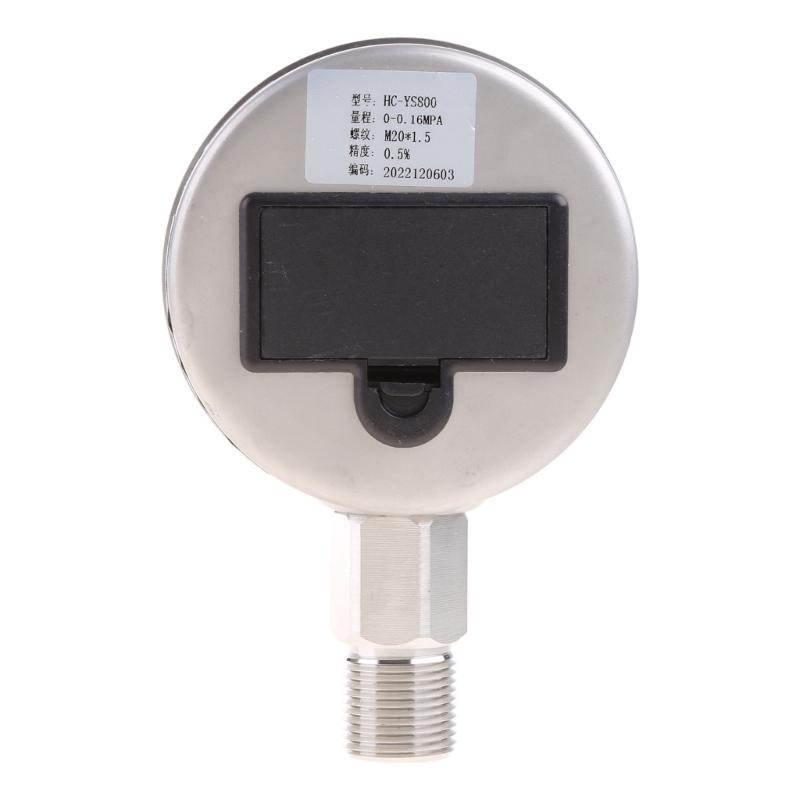 Digital Hydraulic Industrial Pressure Gauge Lower Mount Battery Powered Large LCD Dispaly Reset Function 5 Units Durable