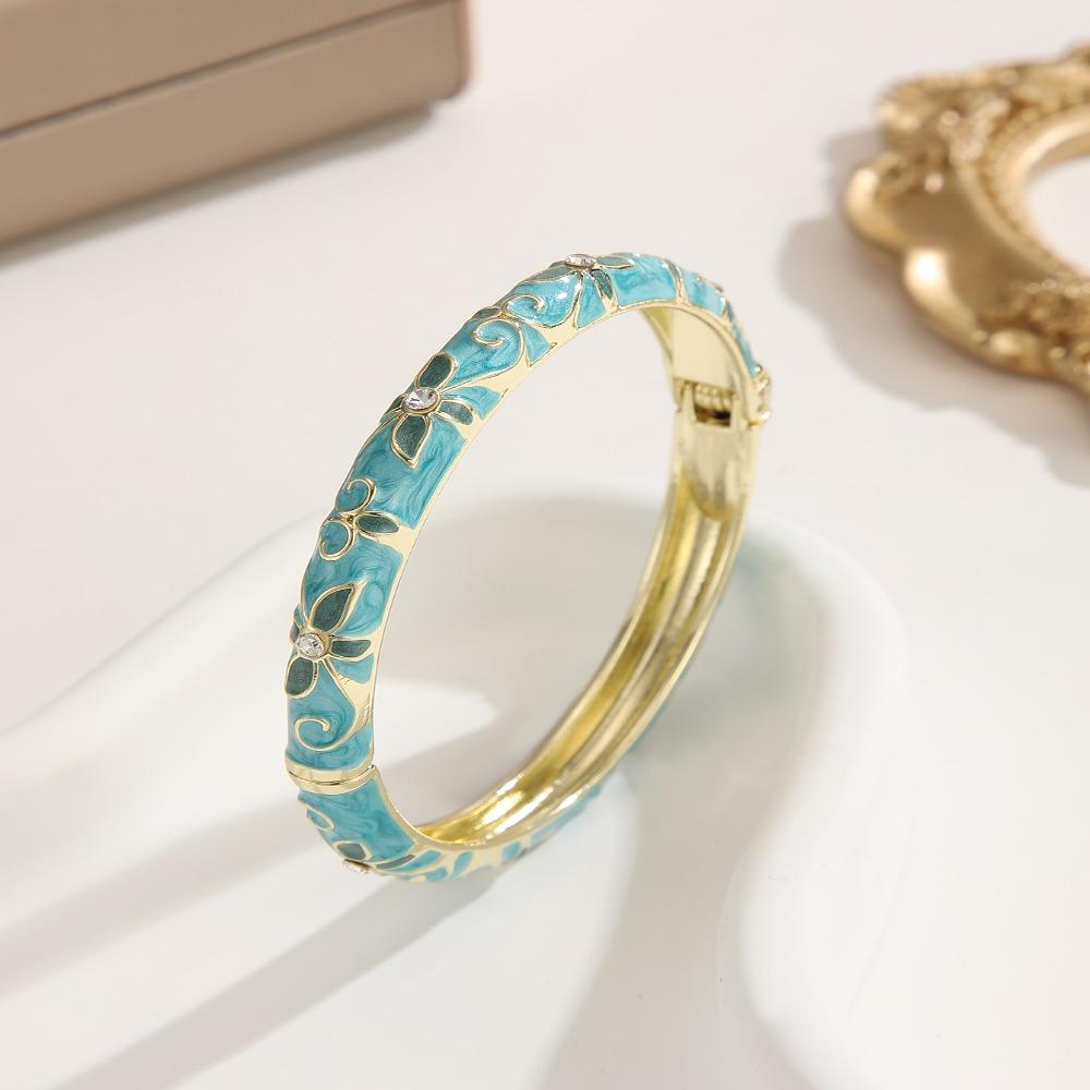 Classic Enamel Bracelet Hollowed-Out Cloisonne Bracelet Oil Drop Bracelet Party Jewelry