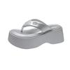 Hot Selling 2025 Women's High Heel Thick Bottom Sandals Summer Silver Beach Casual Slip-On Shoes Rubber Sole Comfortable Footbed