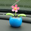 Car Ornament Solar Powered Dancing Shaking Head Cartoon Sun Flower Pot Automobile Auto Dashboard Decoration Cute Car Accessories