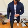 Men Sweater Coat Solid Color Cardigan Long Sleeves Open Stitch Rough Surface Thick Elastic Knitting Business Spring Sweater Jacket for Daily Wear