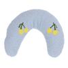 Pet U Shaped Pillow Comfortable Plush Fluffy Half Donut Dog Neck Pillow for Home Blue+Cherry Pattern