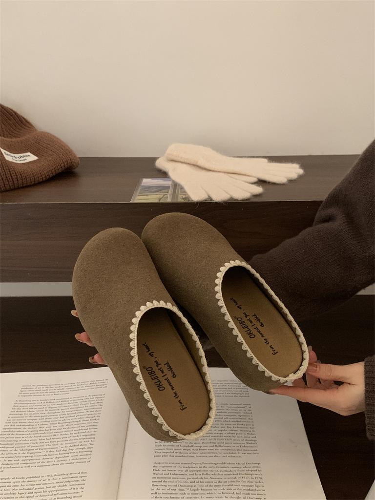 Retro non-slip thick-soled heightened half-drag Birkenstocks women's 2025 new autumn versatile soft-soled outer bag head slippers