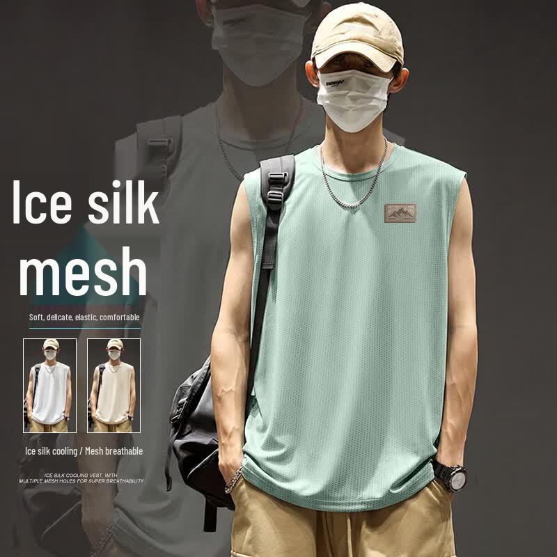 Jeanswest Men s Ice Silk Mesh Breathable Tank Top 3XL аквамарин