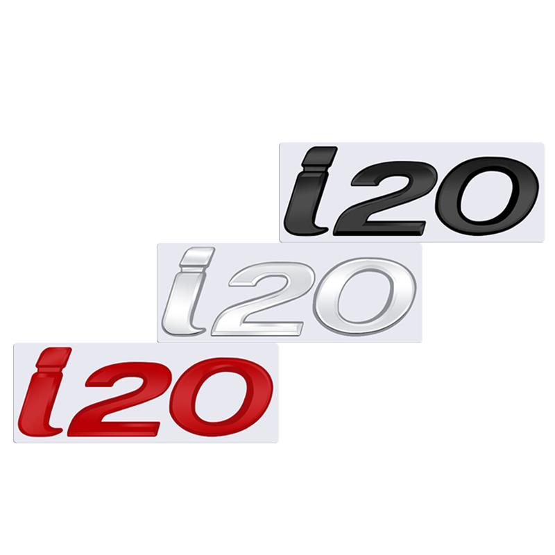 CMQW3 3D For Hyundai I20 Logo Emblem Glossy Black Chrome Silver Red Metal Badge Decal Car Sticker Accessories