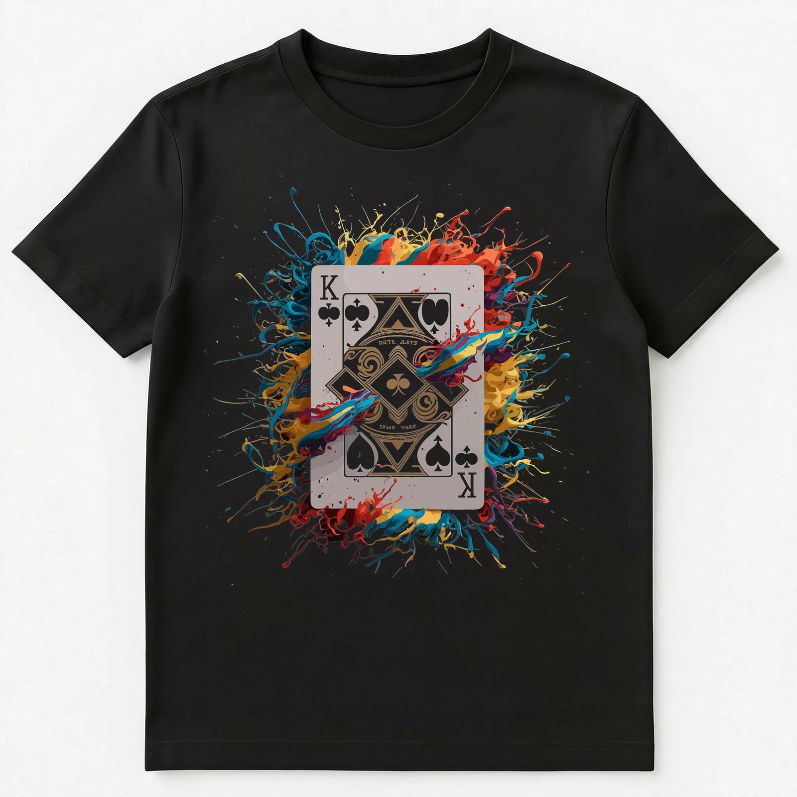 

Colorful Paint Splash King Playing Card Art Graphic Unisex T-Shirt 3XL