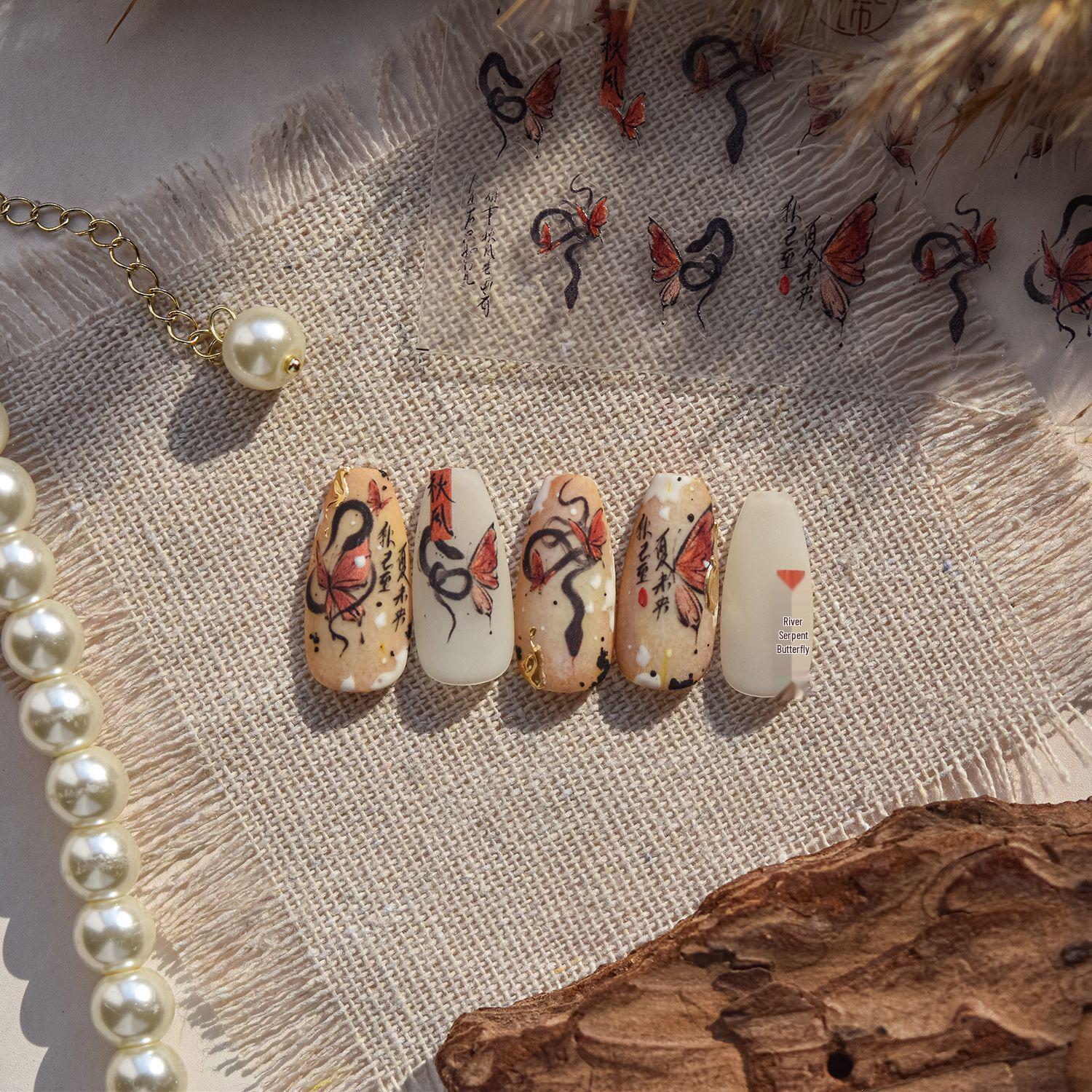 

Tomoni Thin & Tough Retro Butterfly Nail Stickers - Autumn Style