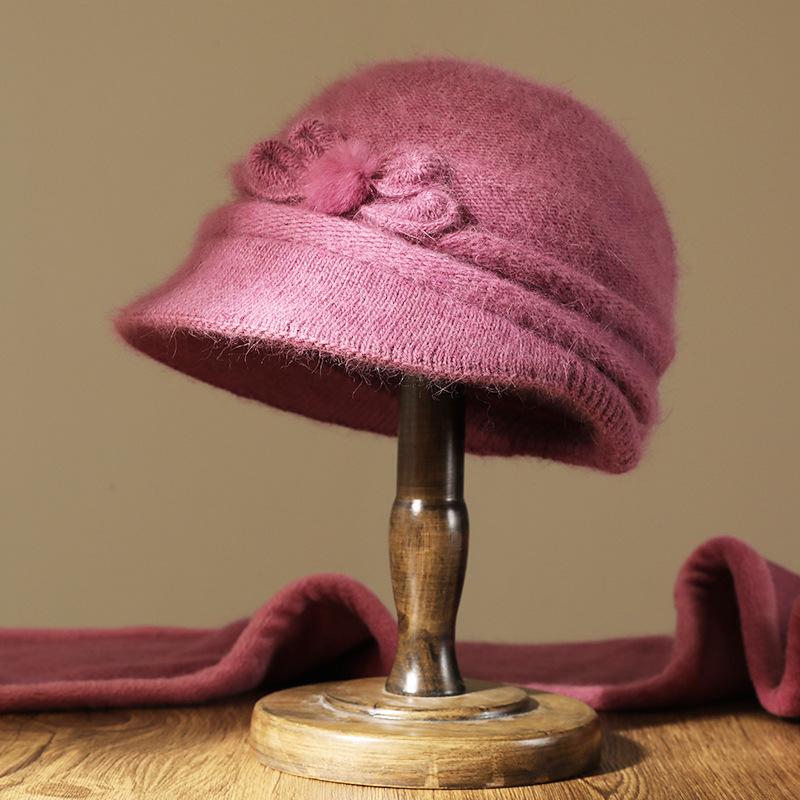 Mom hat elderly autumn and winter rabbit fur knitted hat female thickened winter old lady wool hat thermal hat