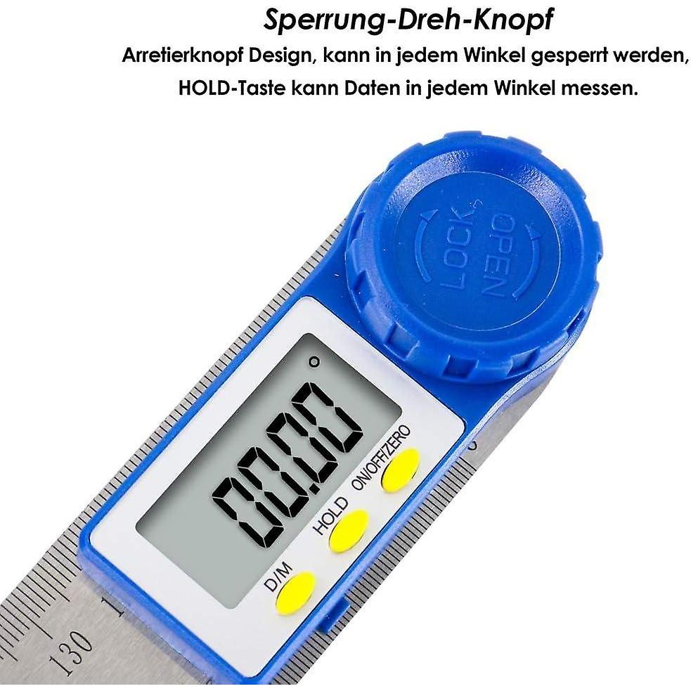 Digital Protractor, Stainless Carpenter Angle Ruler and Square Angle, 360 ° Measuring Range, Steel R