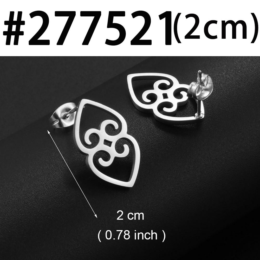 Anniyo (1 Pair) 2CM/4CM African Symbol Stud Earrings Stainless Steel Adinkra Gye Nyame Earrings Ethnic Jewelry #277321