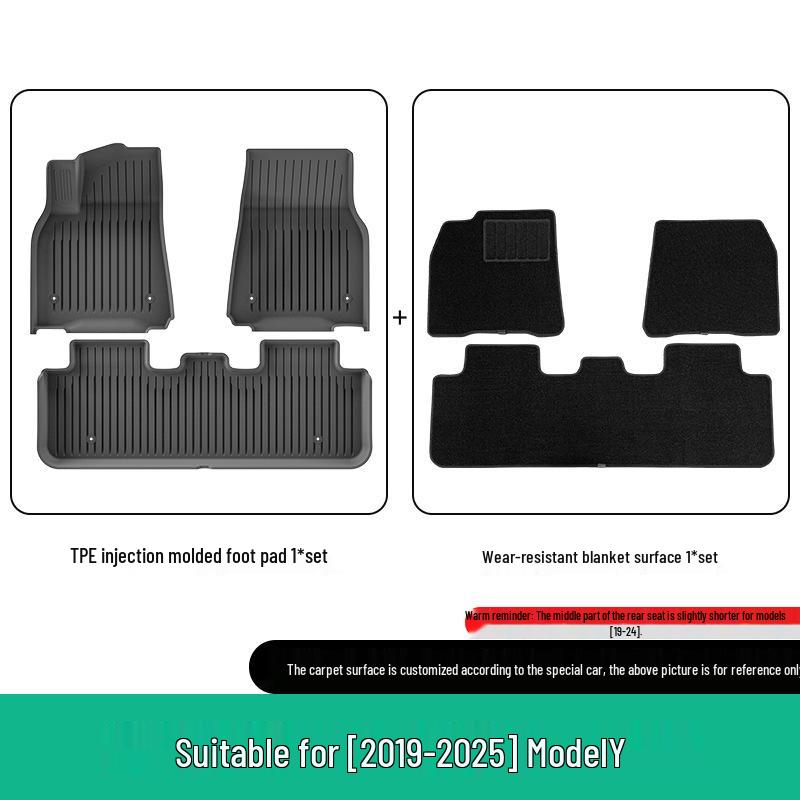 Eco-Friendly TPE Car Floor Mats for 2019-2025 Tesla Model Y, Left/Right Drive.