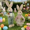 Soft Fabric Easter Rabbit Doll Toy Height Adjustable Hare Figure Ornament For Kids Room Garden Yarn Festival Decoration