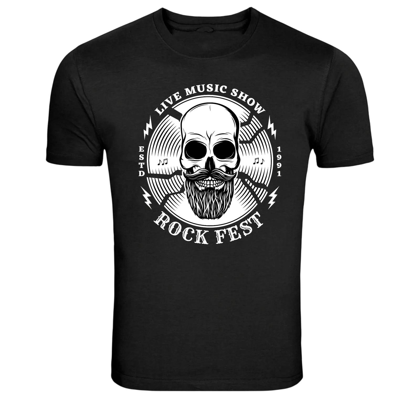 Rock Fest Skull Vinyl Record Live Music Graphic T Shirt 2XL