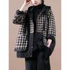 2024 Winter Fashion Padded Coats Chinese Womens Loose Hooded Warm Plaid Jackets Ladies Casual Vintage Luxury Outerwear