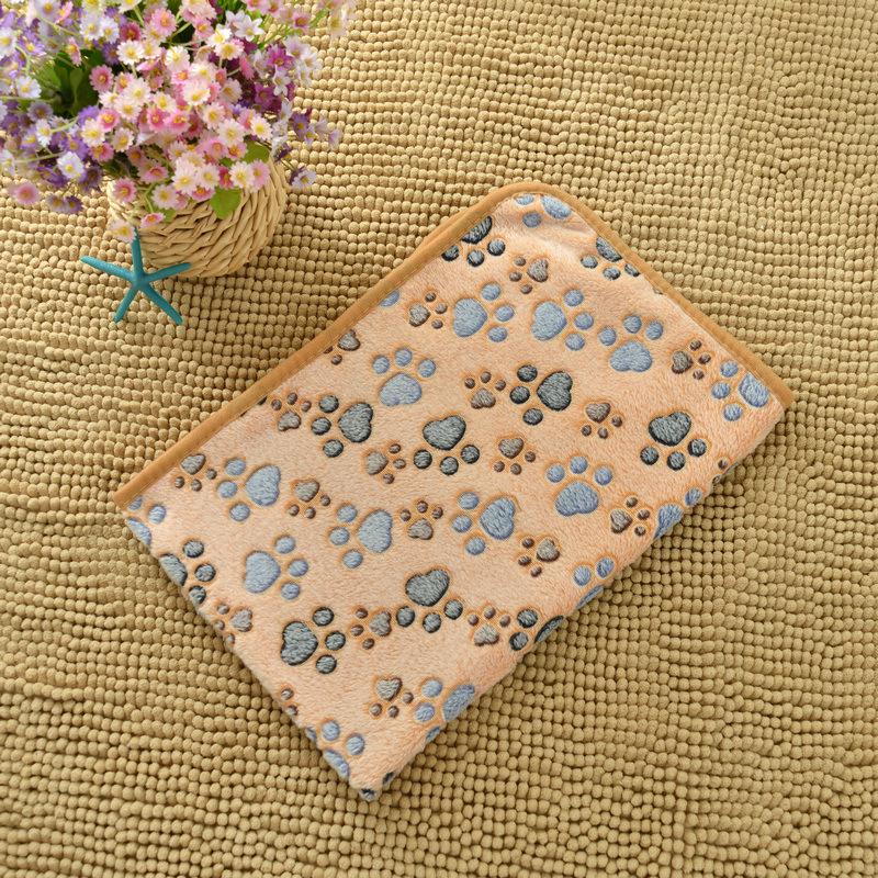 Warm Flannel Pet Blanket for Cats and Dogs Thickened Paw Print Cozy All Season 3 Sizes