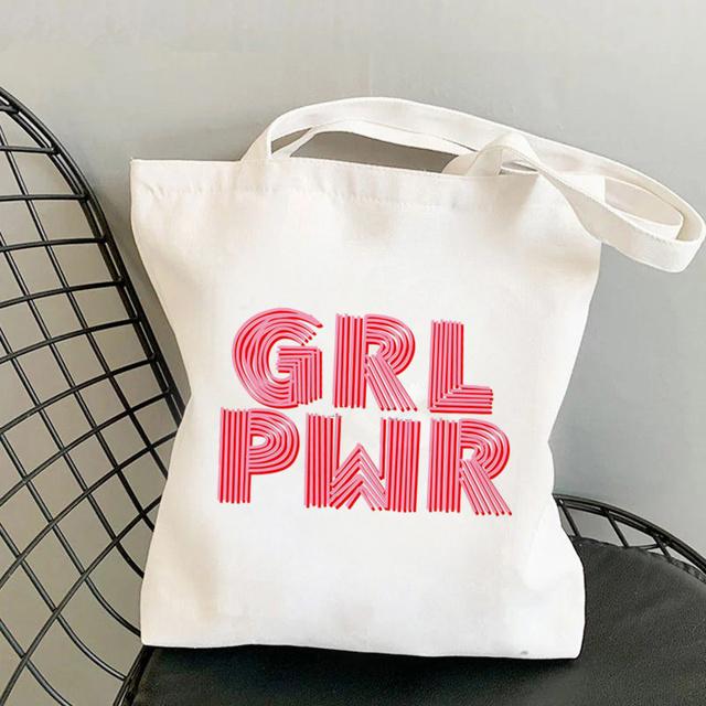 Shopper Girl Power with Butterflies Bag Harajuku Women Shopping Bag Canvas Shopper Bag Girl Handbag Tote Bag Shoulder Lady Bag