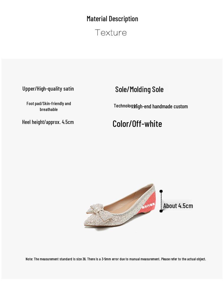 A33-3 Women's French Exquisite Rhinestone Pointed Toe Flat Shoes - Comfortable & Elegant for Banquets