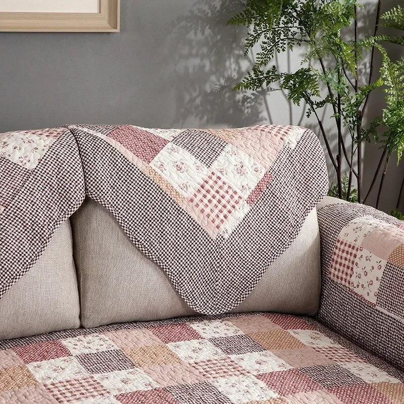 Cotton Plaid Sofa Cover for 2 3 Seater Couch Floral Square Backrest Armchair Chaise Lounge Sofa Fundas