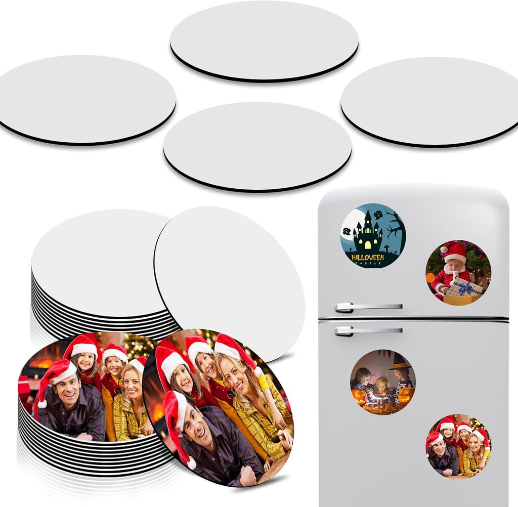 Customizable Round Shape Eco-Friendly DIY Magnet Sticker MDF Wood Blank for Sublimation Personalized Refrigerator Magnets Photos