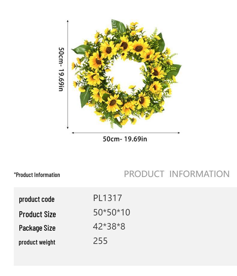 Sunflower Harvest Festival Wreath: Thanksgiving Door & Window Decoration with Faux Flowers