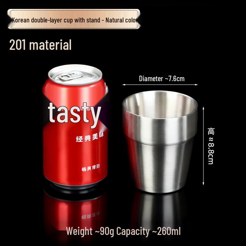 Korean Industrial Style 304 Stainless Steel Double-Walled Gold Beer Mug and Tea Cup