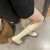 Modische mittelhohe lange Stiefel für Damen Heiß Neu im Trend 2024 Übergang Arbeit Wasserdicht Winter Neuheit PU Kniehoher Schaft Schuhe Frau