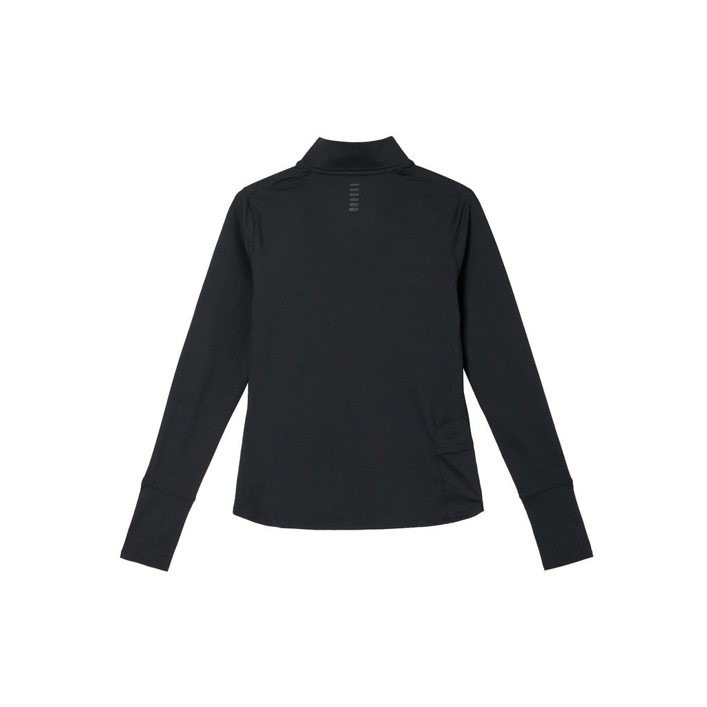Under Armour Solid Color Zip Running Sports Slim Fit Stand Collar Long Sleeve T-Shirt Women tops Black 1379349-001