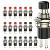 20pcs 1A 250VAC SPST Mini Pushbutton Switches Normally Open(NO) Black & Red Cap Momentary Push Button Switch