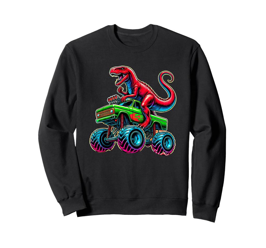 Monster Truck Dinosaur Monster Truck Boys Birthday Party Sweatshirt