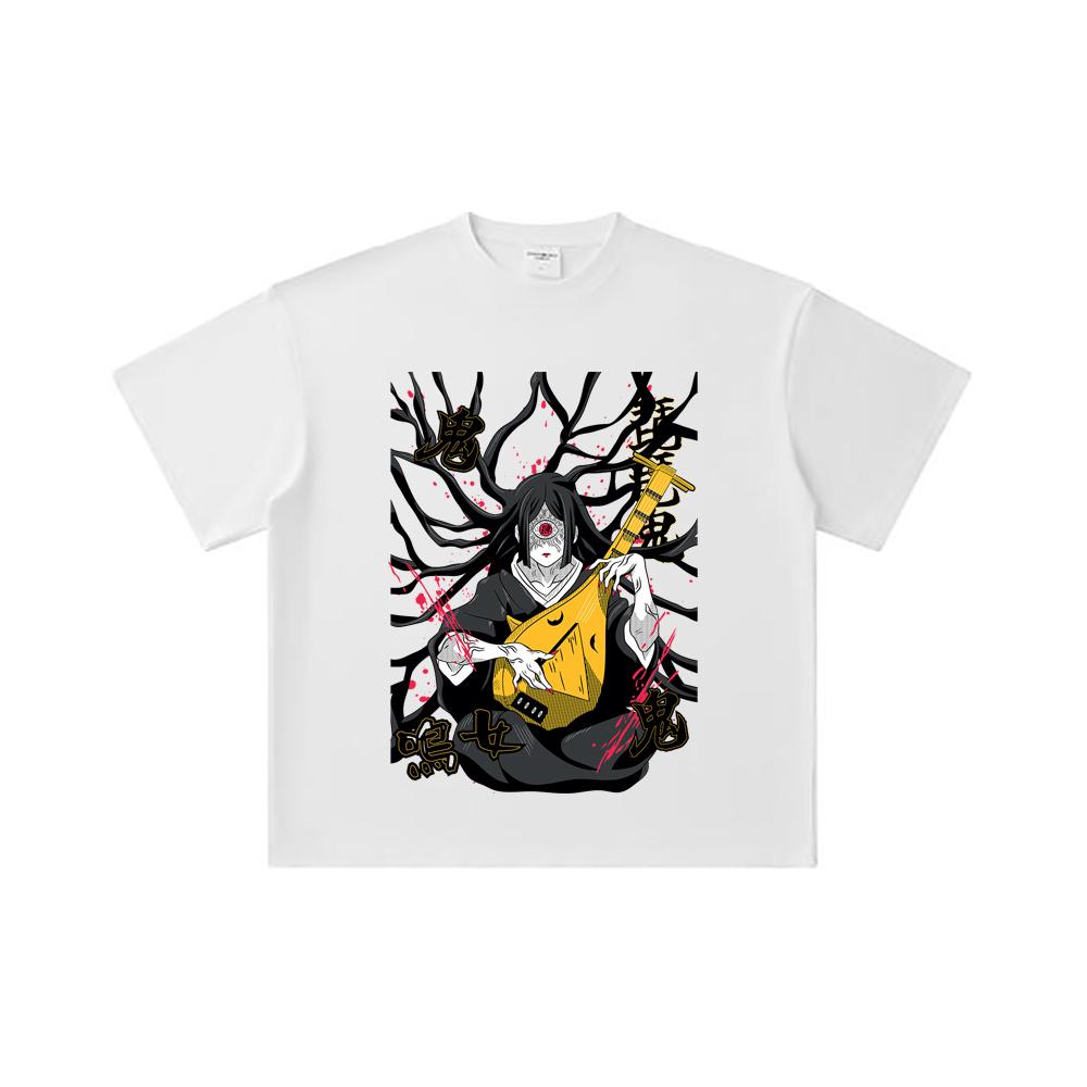 260 GSM Double Yarn 32 Count 100% Cotton Demon Slayer V54 Nakime Print Unisex Heavy Cotton T Shirt