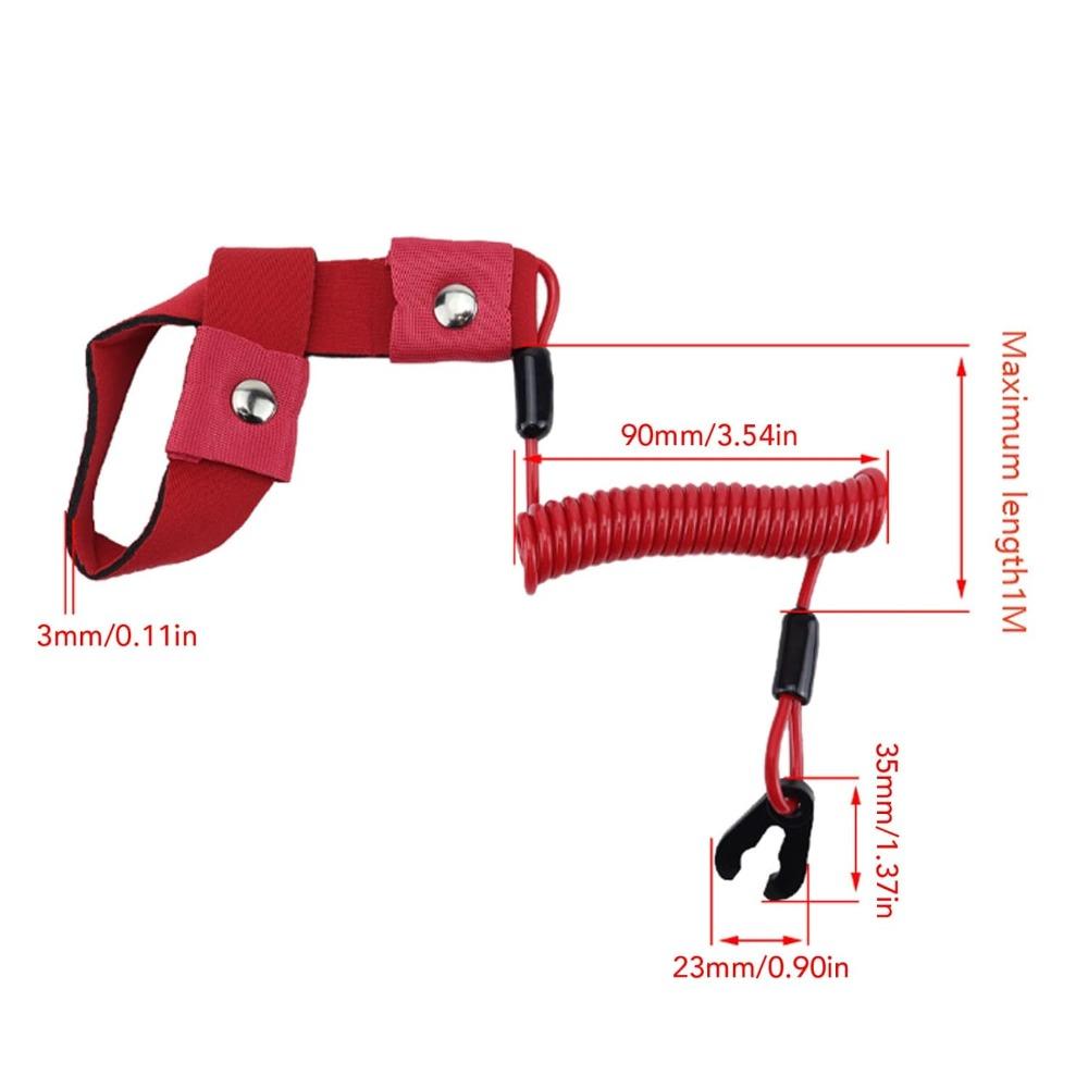 Red PWC Engine Cutoff Lanyard Stretch Design Start Stop Safety Lanyard  Emergency Stop