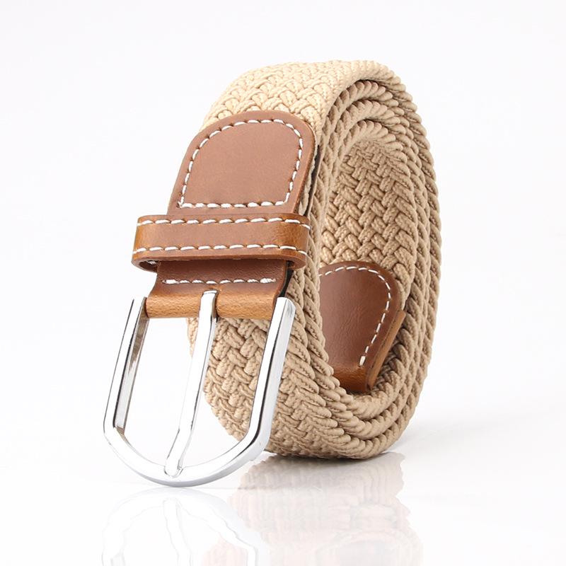 Elastic woven women's canvas belt, casual pin buckle women's belt, men's elastic belt