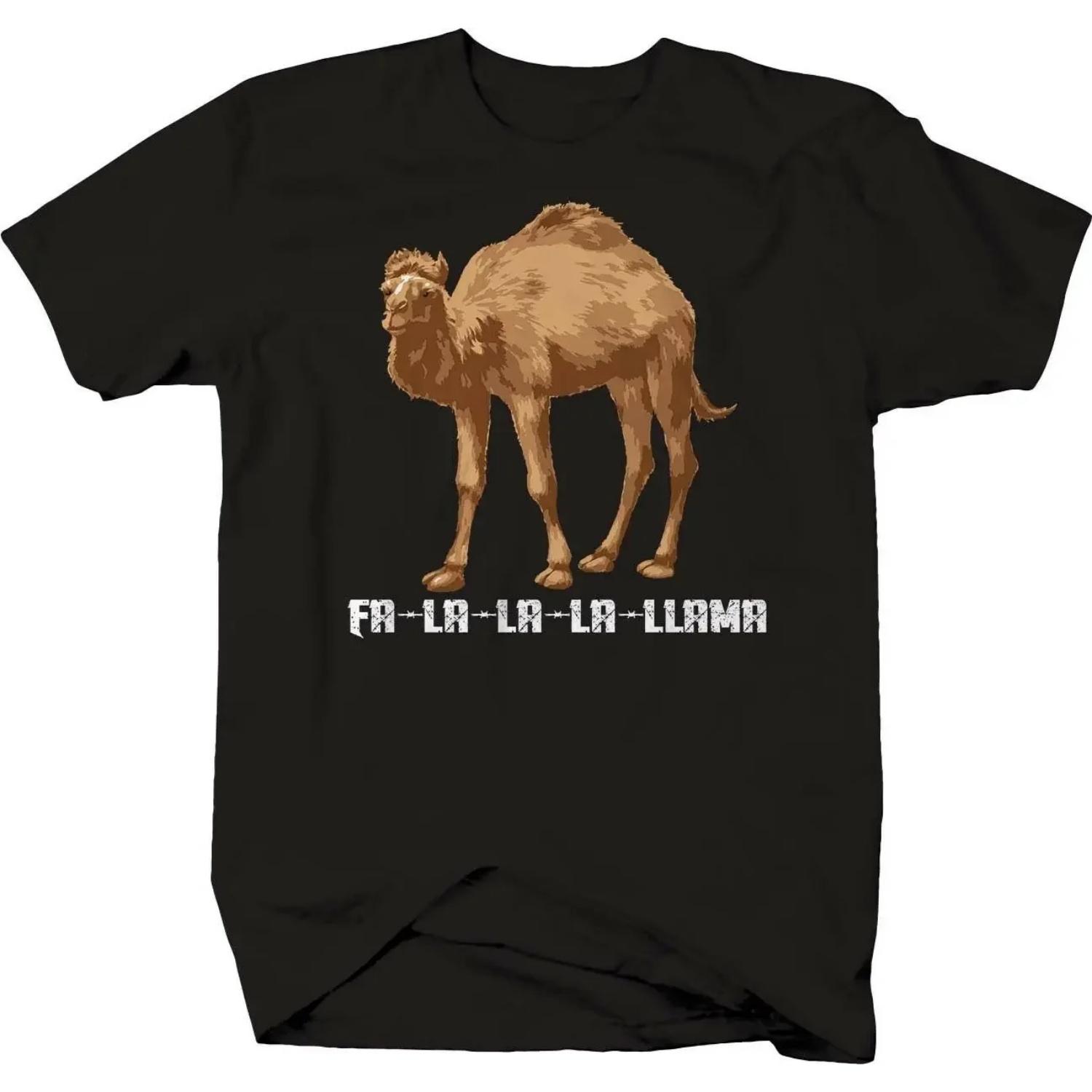 

Christmas Funny Fa-La-La Llama T-Shirt 100% Cotton O-Neck Summer Short Sleeve Casual Mens T-shirt Size S-3XL S чёрный