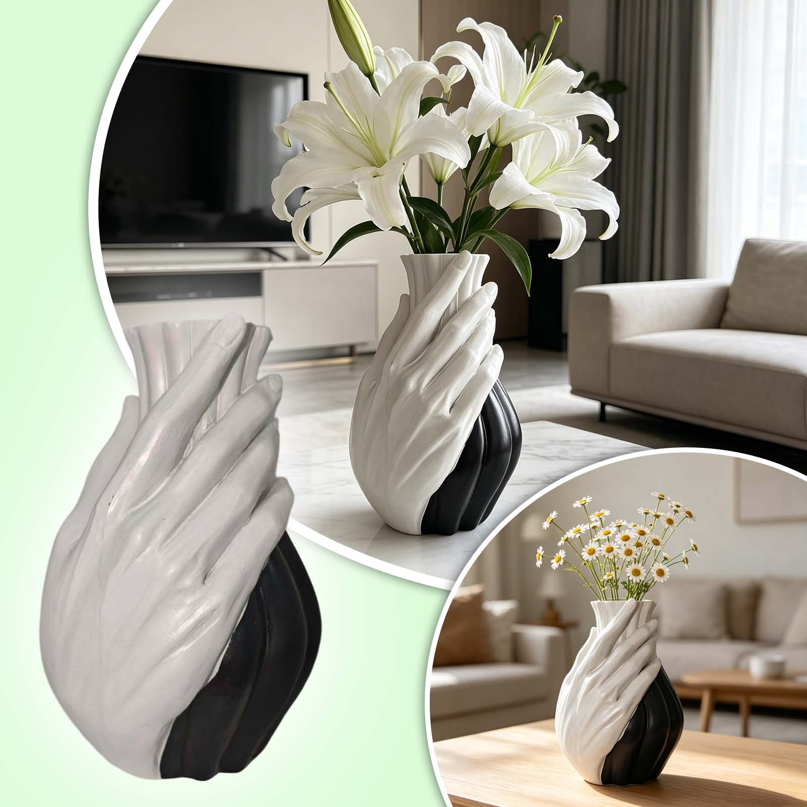 

Six Horse Hoof Ring Vase, Art Horse-Themed Decorative Statue, Dining Table Centerpiece One Size білий