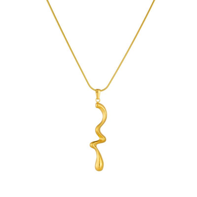 Gold Snake Chain Abstract Wave Drop Necklace