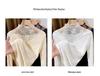 Women's Fleece-Lined Lace Half-High Collar Long Sleeve Base Layer - Stylish and Warm Autumn/Winter Mesh Top