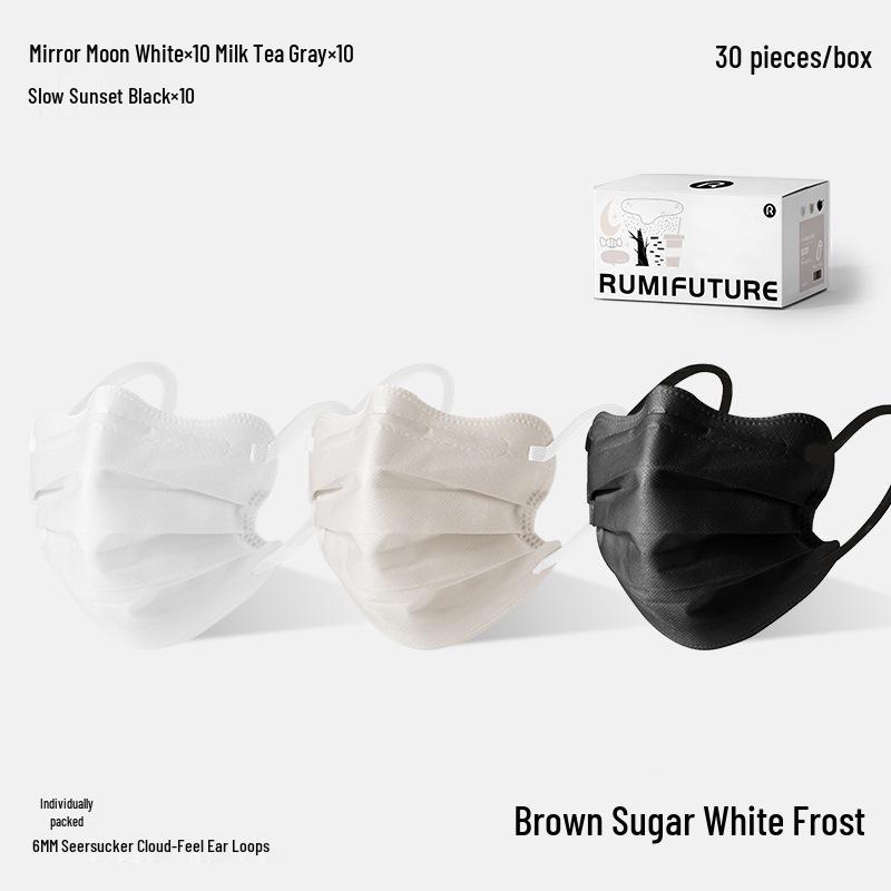 Butterfly Lavender-Gray Disposable Adult Masks: Triple-Layer Protection, Individually Packaged, with Widened Bubble Gauze Ear Loops 30 pieces per box