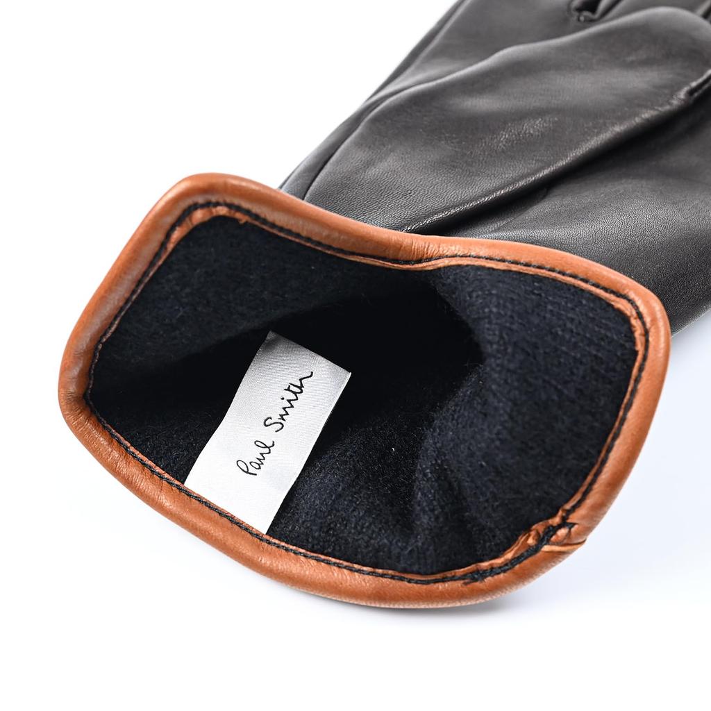 Paul Smith Size Small Gloves, Check, Men's, Black/Brown, 415GL, L02122, 79, [Used]